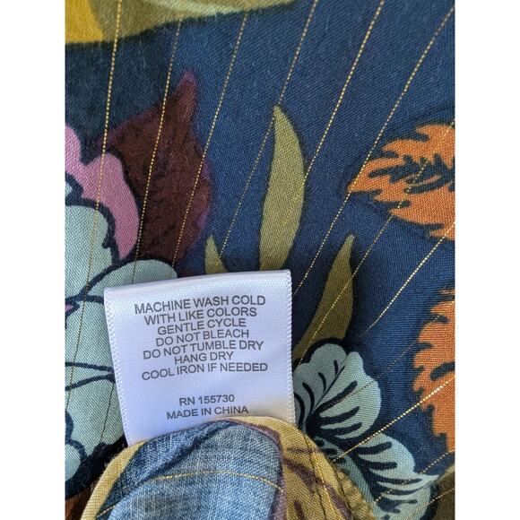 Jane + Delancey Womens Dark Floral Sheer Pop Over Blouse Wimsygoth‎ Fairy Size M - Picture 6 of 8